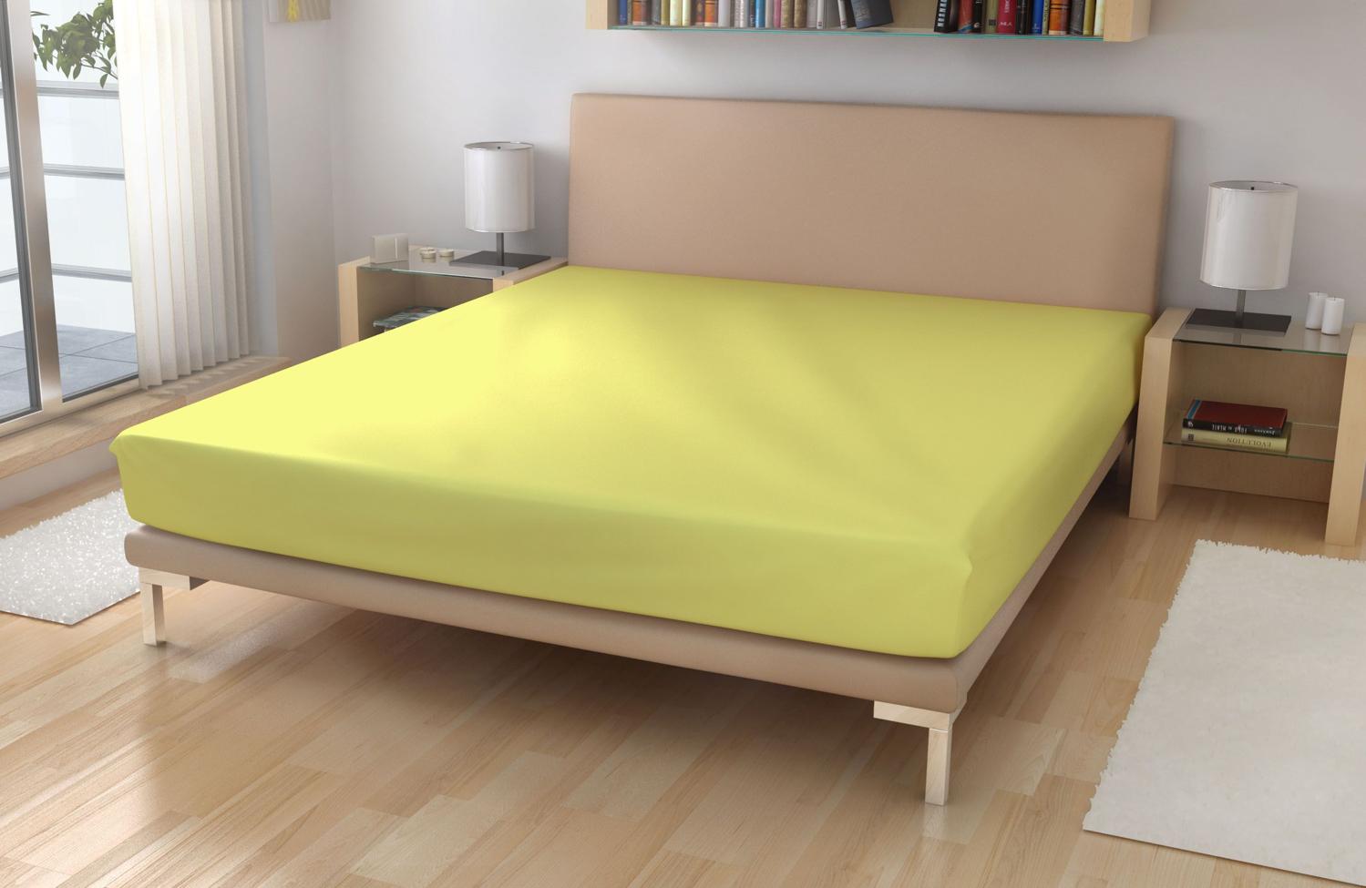 Nepremokavá napínacia jersey plachta žltá 90/200