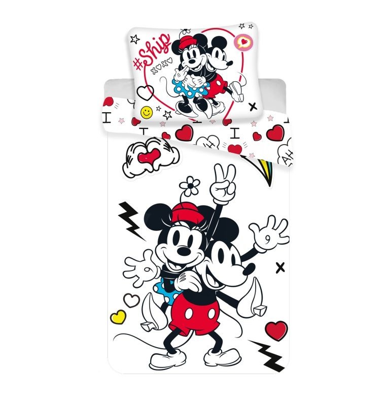 Obliečky Mickey a Minnie Retro Heart micro 140/200, 70/90