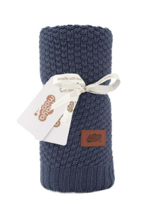 Pletená deka do kočíka bavlna bambus jeansová 80/100