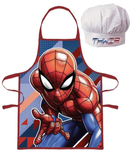 Detská zástera s kuchárskou čiapkou Spiderman balené na karte