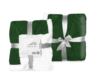 Fleece deka s baránkom listy zelená 150/200