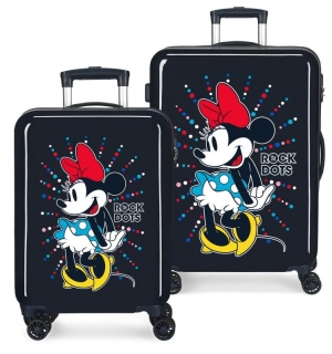 Sada cestovných kufrov ABS Minnie Rock Dots Blue 55/68 cm