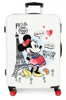 Cestovný kufor ABS Minnie Around the World Paris Red 68 cm