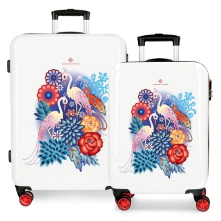Sada cestovných kufrov ABS Catalina Estrada Abanico Red 55/69 cm
